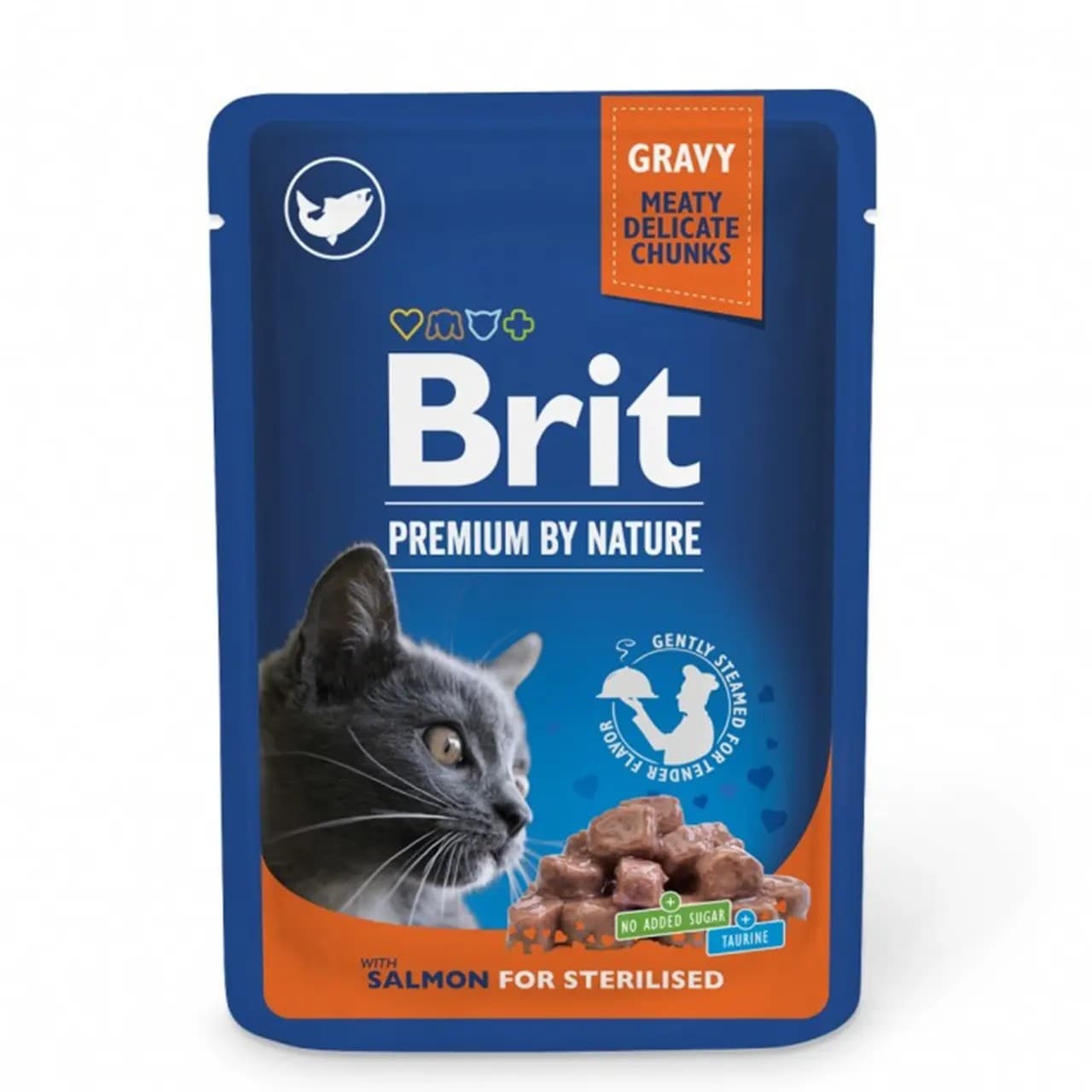 Вологий корм Brit Premium Salmon for Sterilised для стерилізованих котів з лососем 100 г