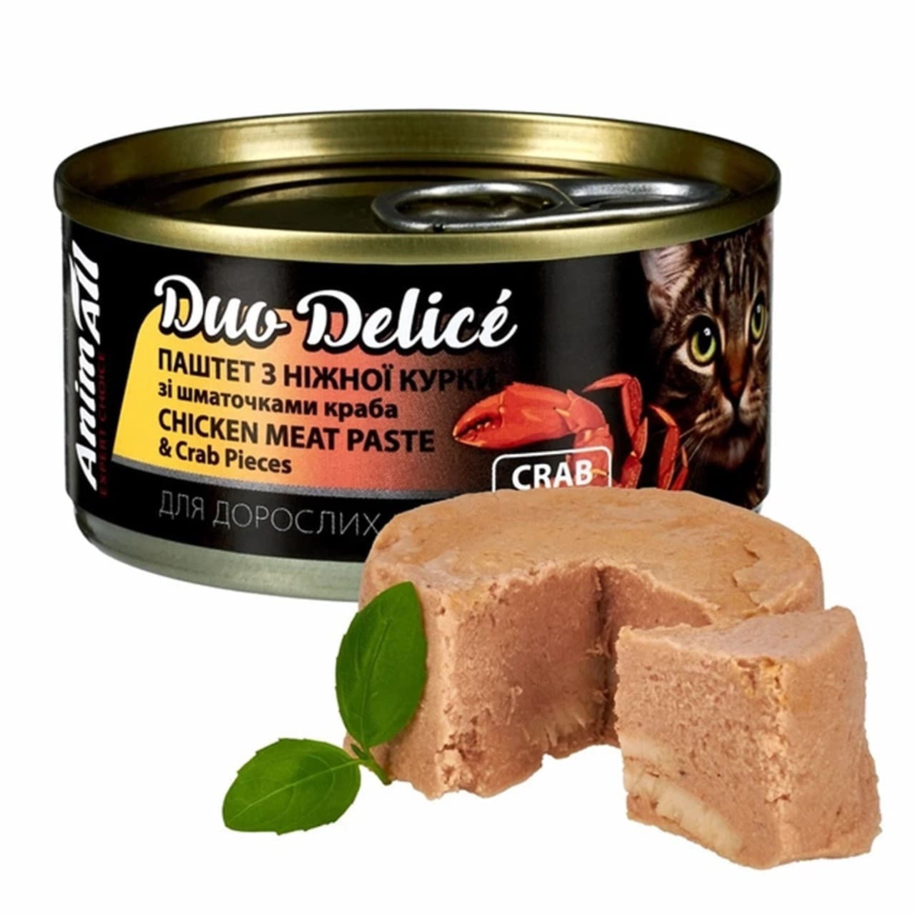 Консерва AnimAll Duo Delice для котів паштет з курки зі шматочками краба, 80г
