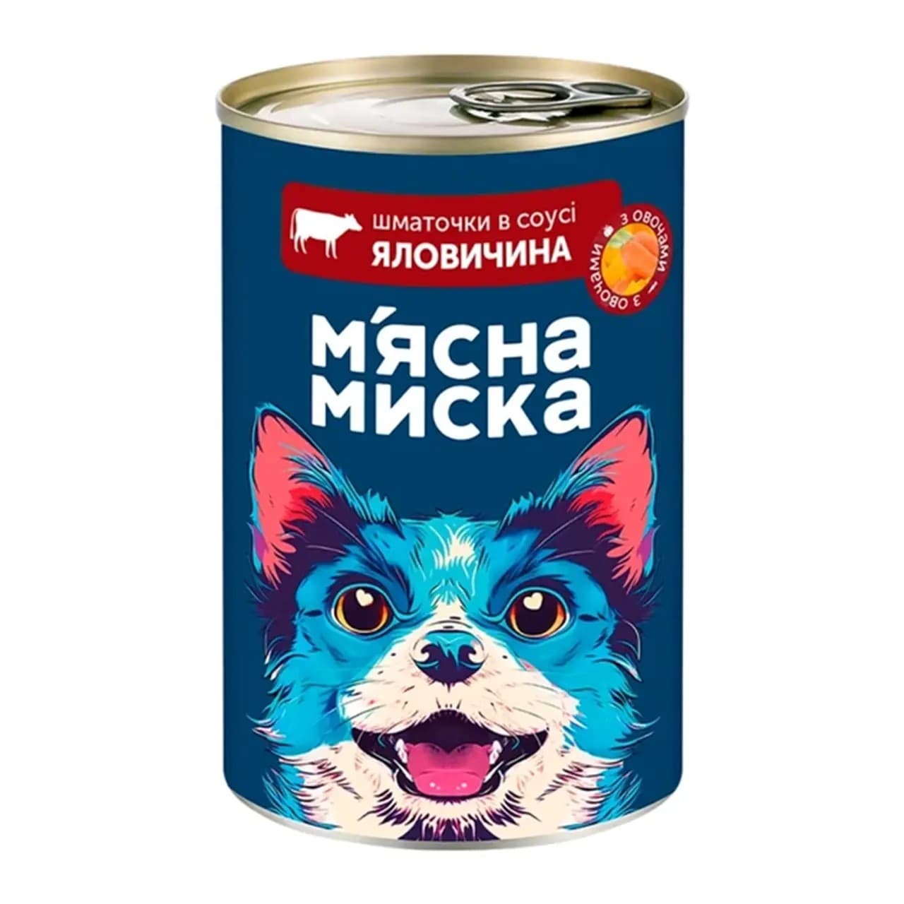 Вологий корм М'ясна миска шматочки в соусі яловичина з овочами 1240г