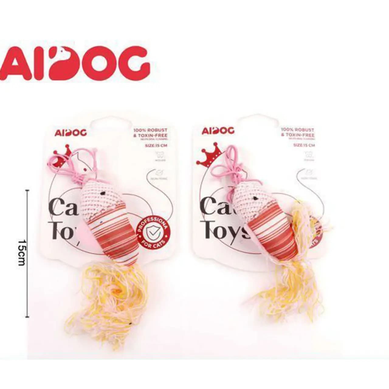 Іграшка для кота Aidog рибка з кільцем для витягування бавовна нитки 15 см