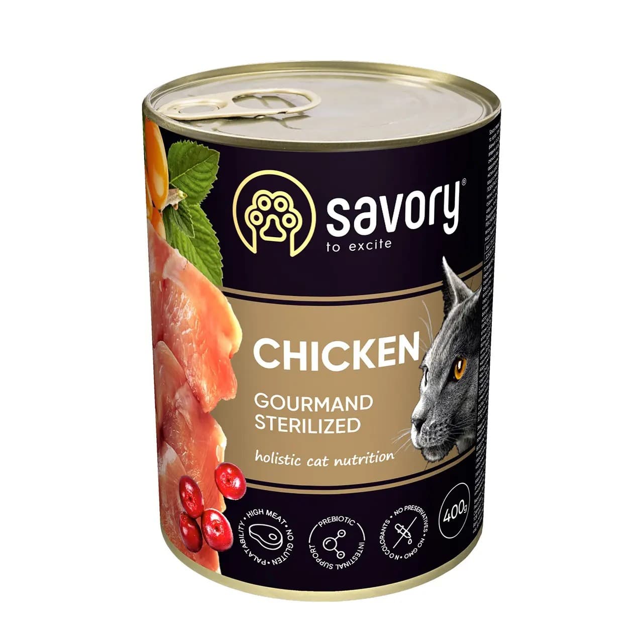 Вологий корм Savory для стерилізованих котів з куркою 400 г