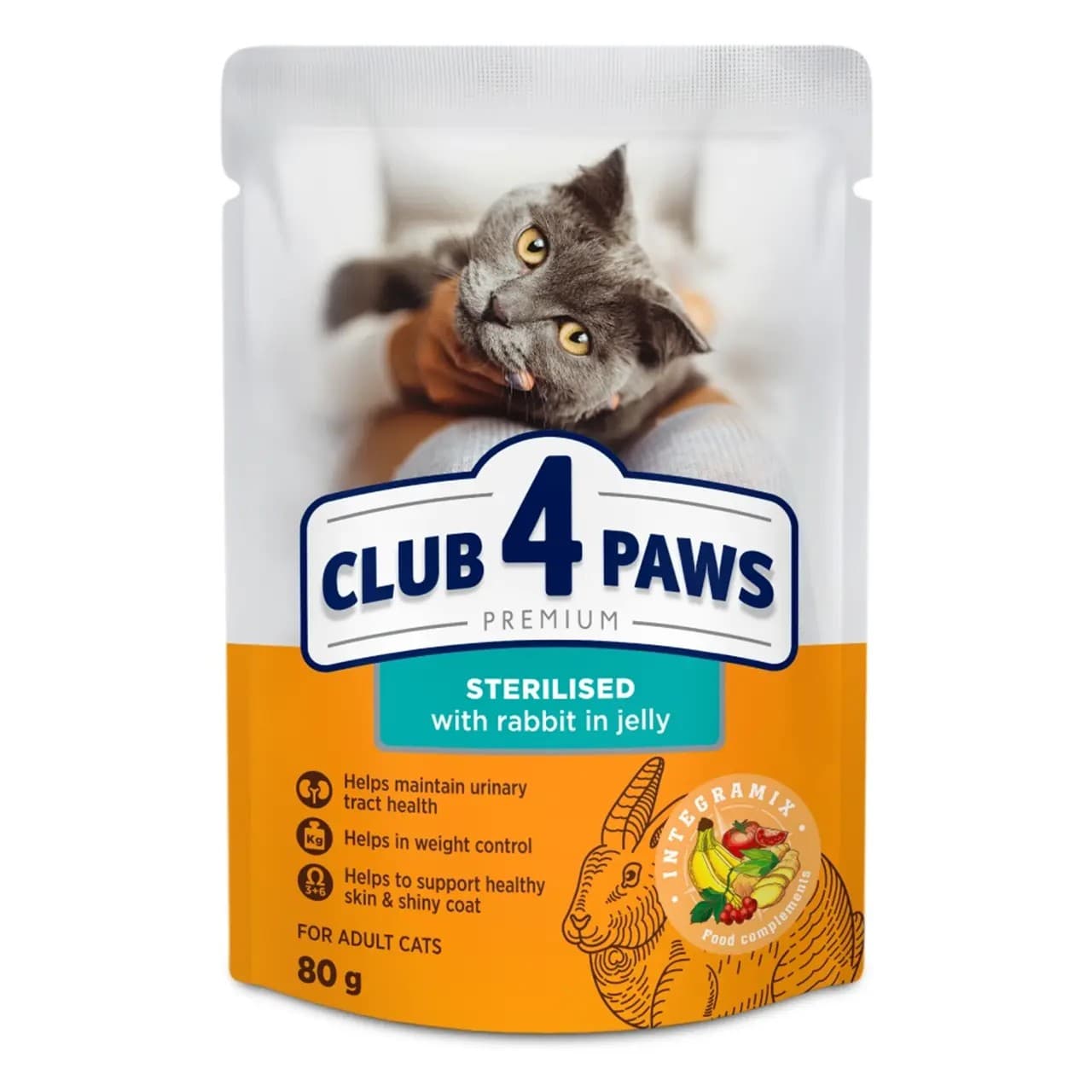 Вологий корм Club 4 Paws для стерелізованих котів з кроликом 80 г