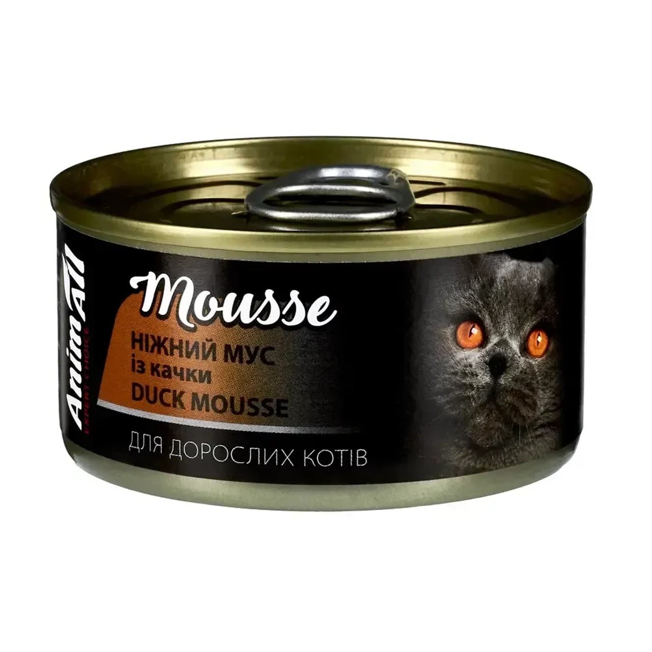 Вологий корм AnimAll Mousse для дорослих котів з качкою 80 г