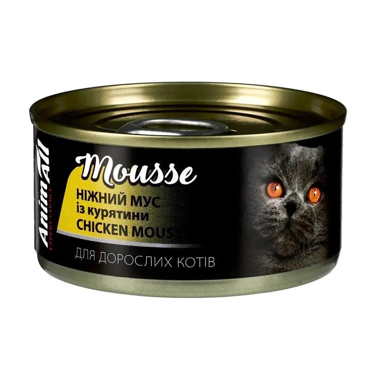 Вологий корм AnimAll Mousse для дорослих котів з курка 80 г