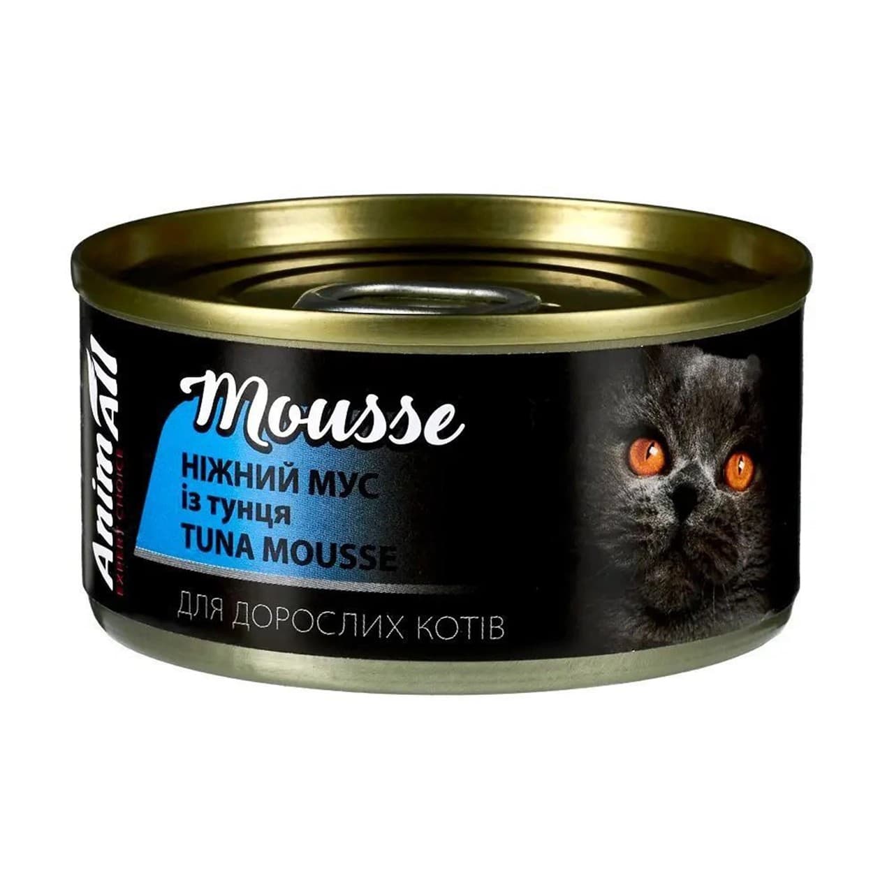 Вологий корм AnimAll Mousse для дорослих котів з тунцем 80 г