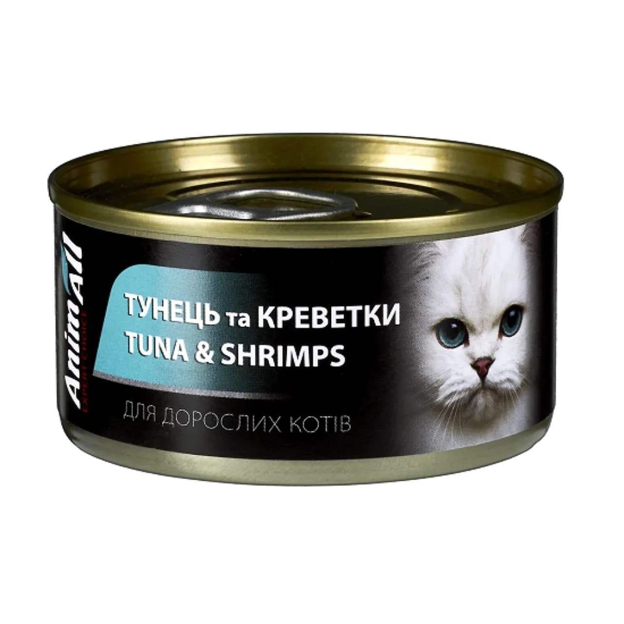 Вологий корм AnimAll для дорослих котів тунець з креветками в ніжному желе 85 г