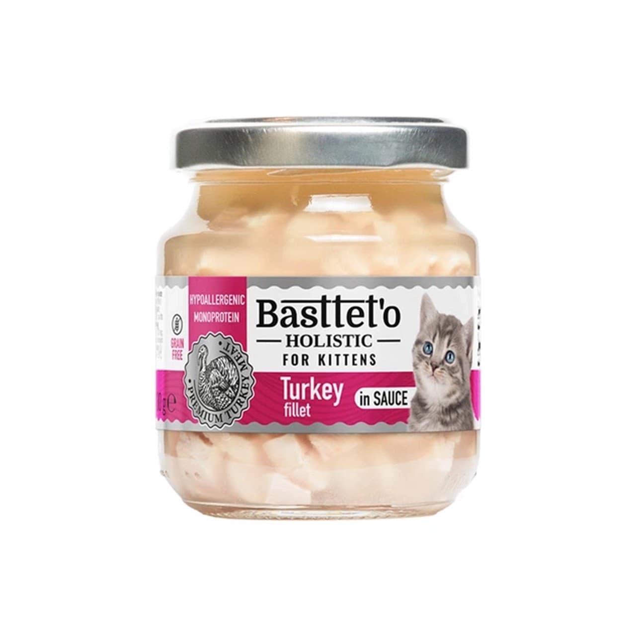 Вологий корм Basttet`o Holistic для кошенят шматочки філе індички в соусі 130 г