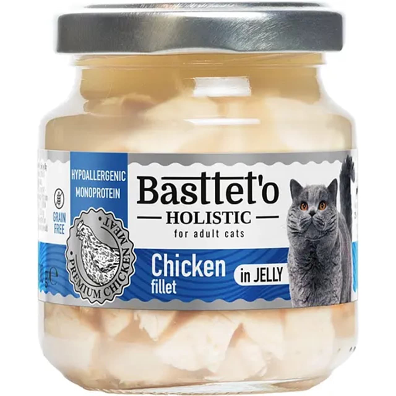 Вологий корм Basttet`o Holistic для дорослих котів філе курки в желе 130 г