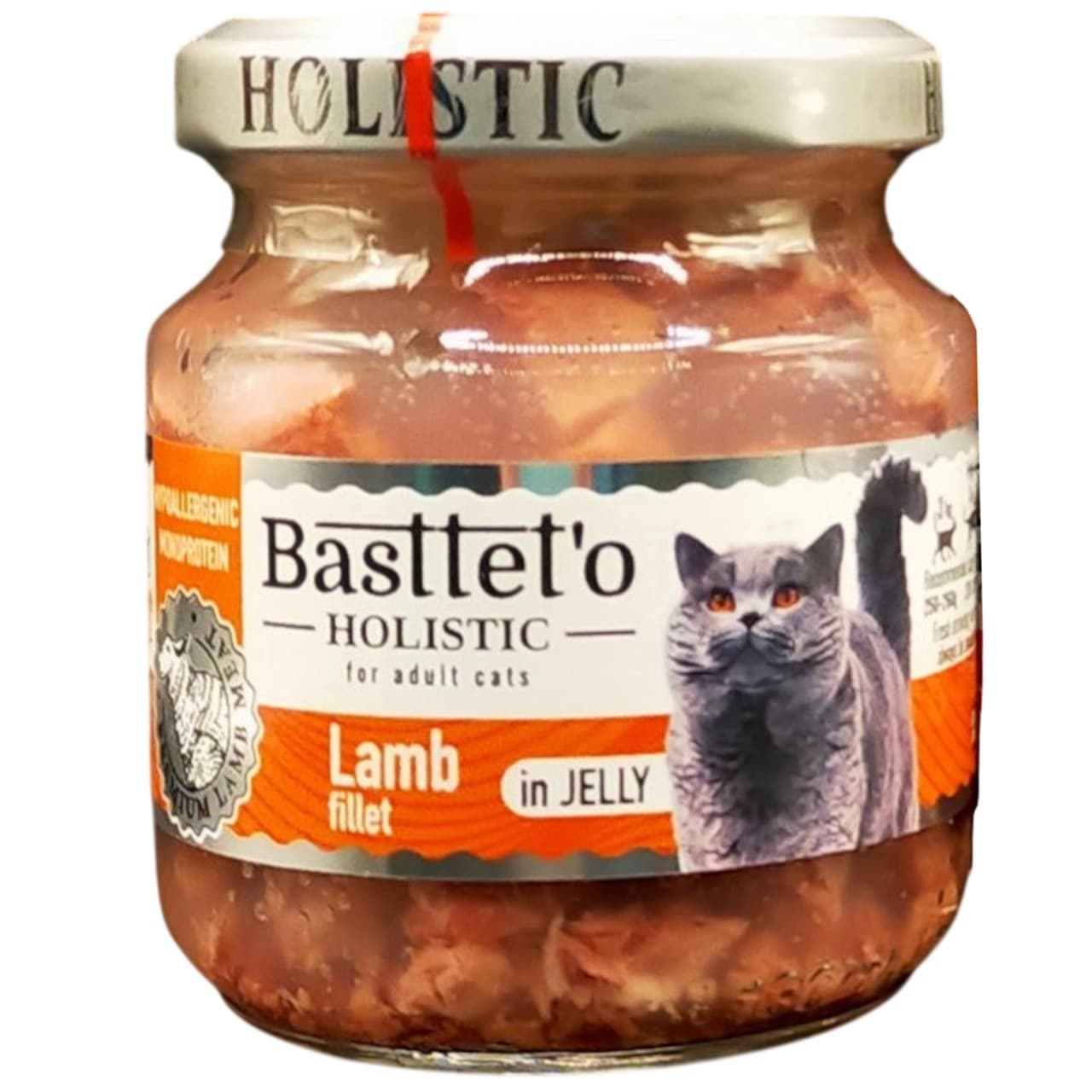 Вологий корм Basttet`o Holistic для дорослих котів філе ягня в желе 130 г