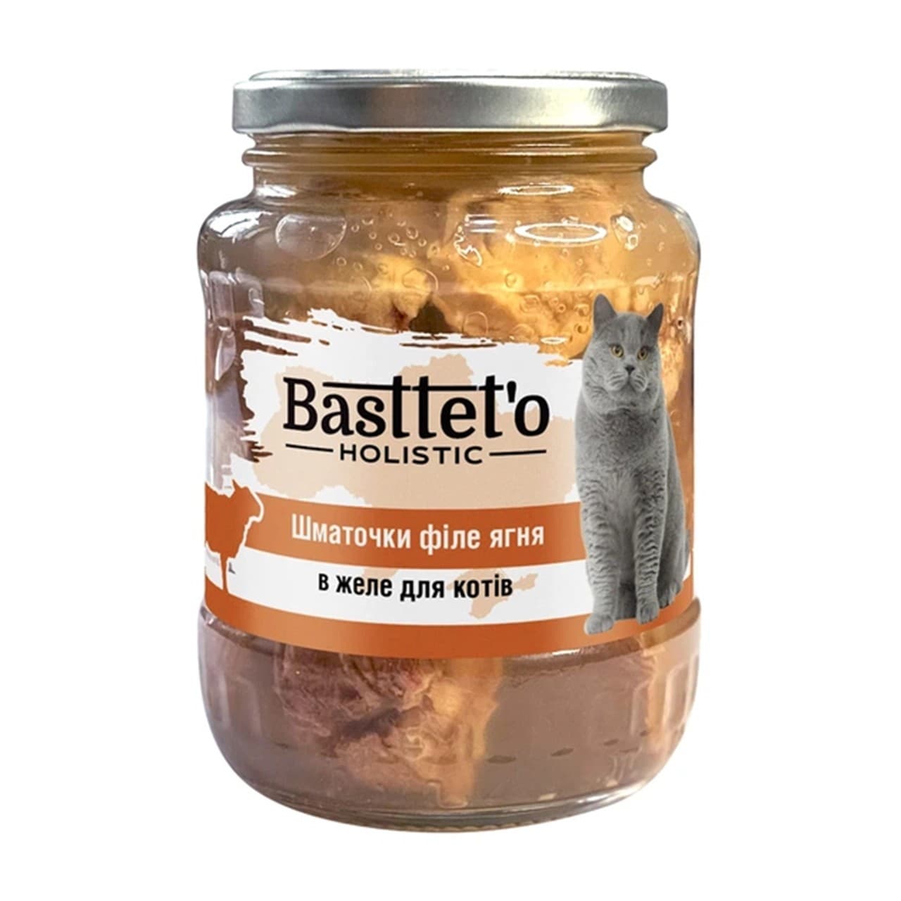 Вологий корм Basttet`o Holistic для дорослих котів філе ягня в желе 360 г