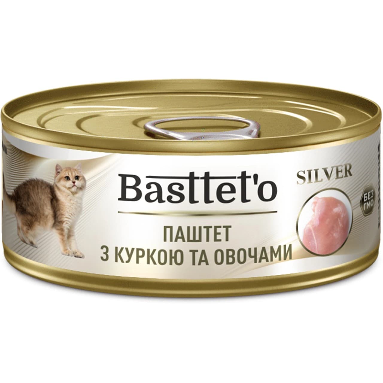 Вологий корм Basttet`o Silver для дорослих котів паштет з куркою та овочами 85 г