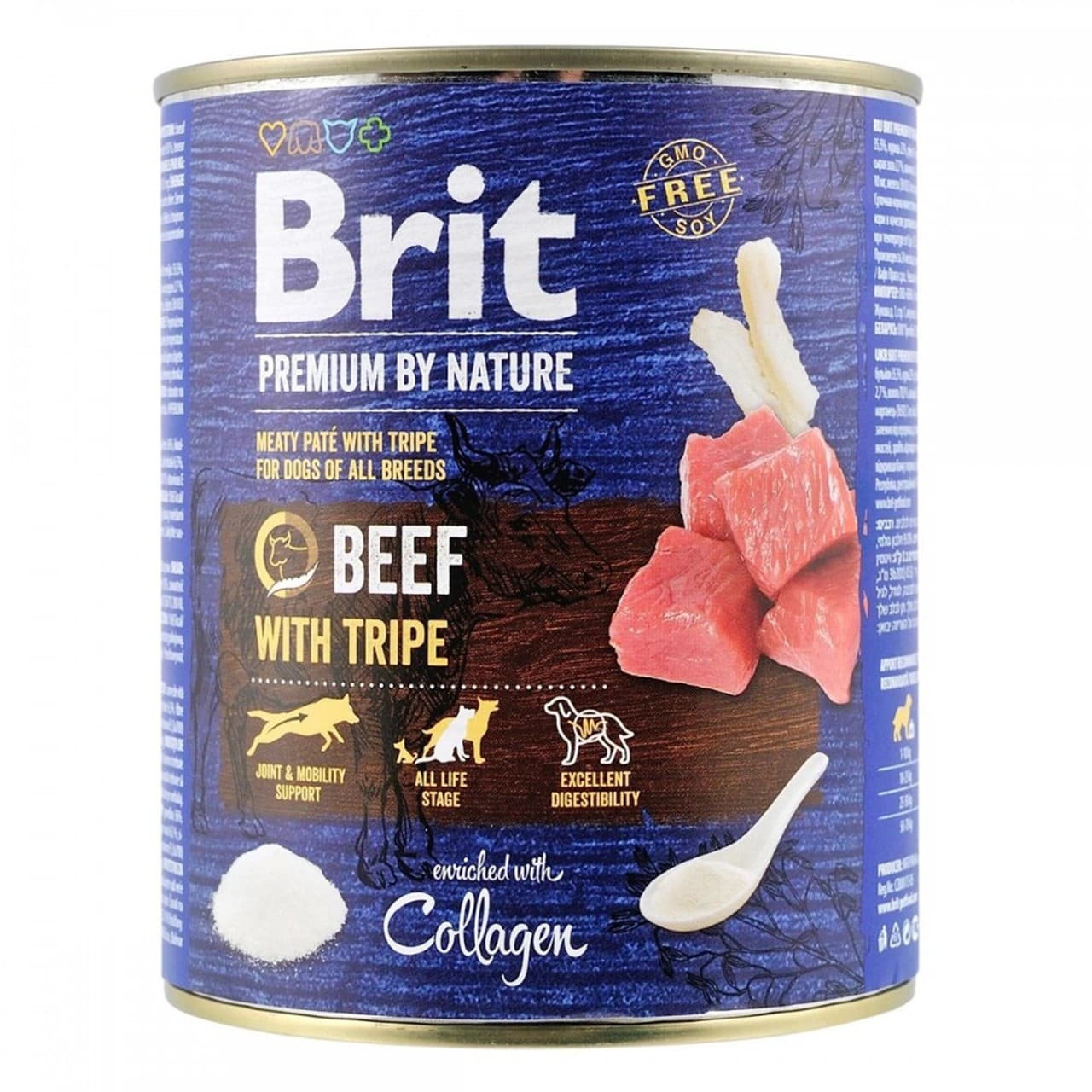 Вологий корм Brit Premium by Nature для собак з яловичиною і тельбухами 800 г
