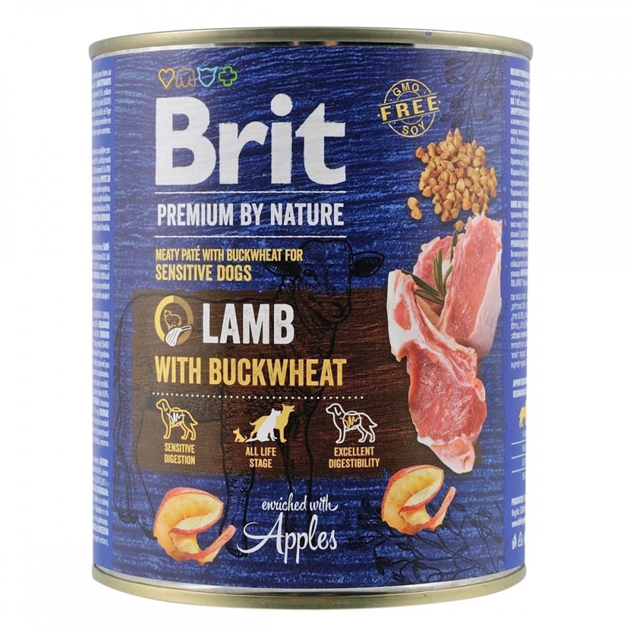 Вологий корм Brit Premium by Nature для собак з з ягням та гречкою 800 г