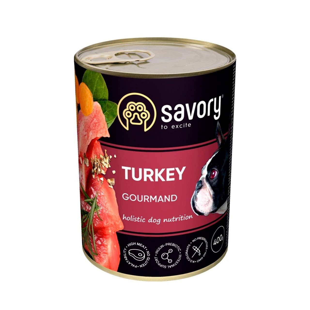 Корм вологий Savory Dog Gourmand Turkey паштет для дорослих собак усіх порід з індичкою 400 г