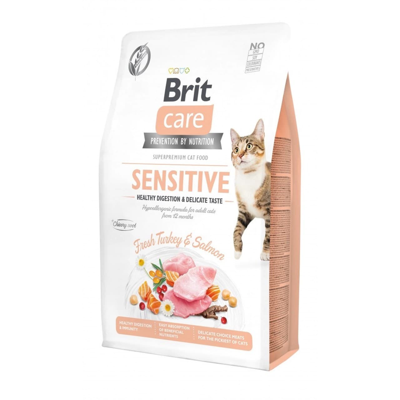 Сухий корм Brit Care Cat Grain Free Sensitive Delicate Taste для котів з індичкою та лососем 2 кг