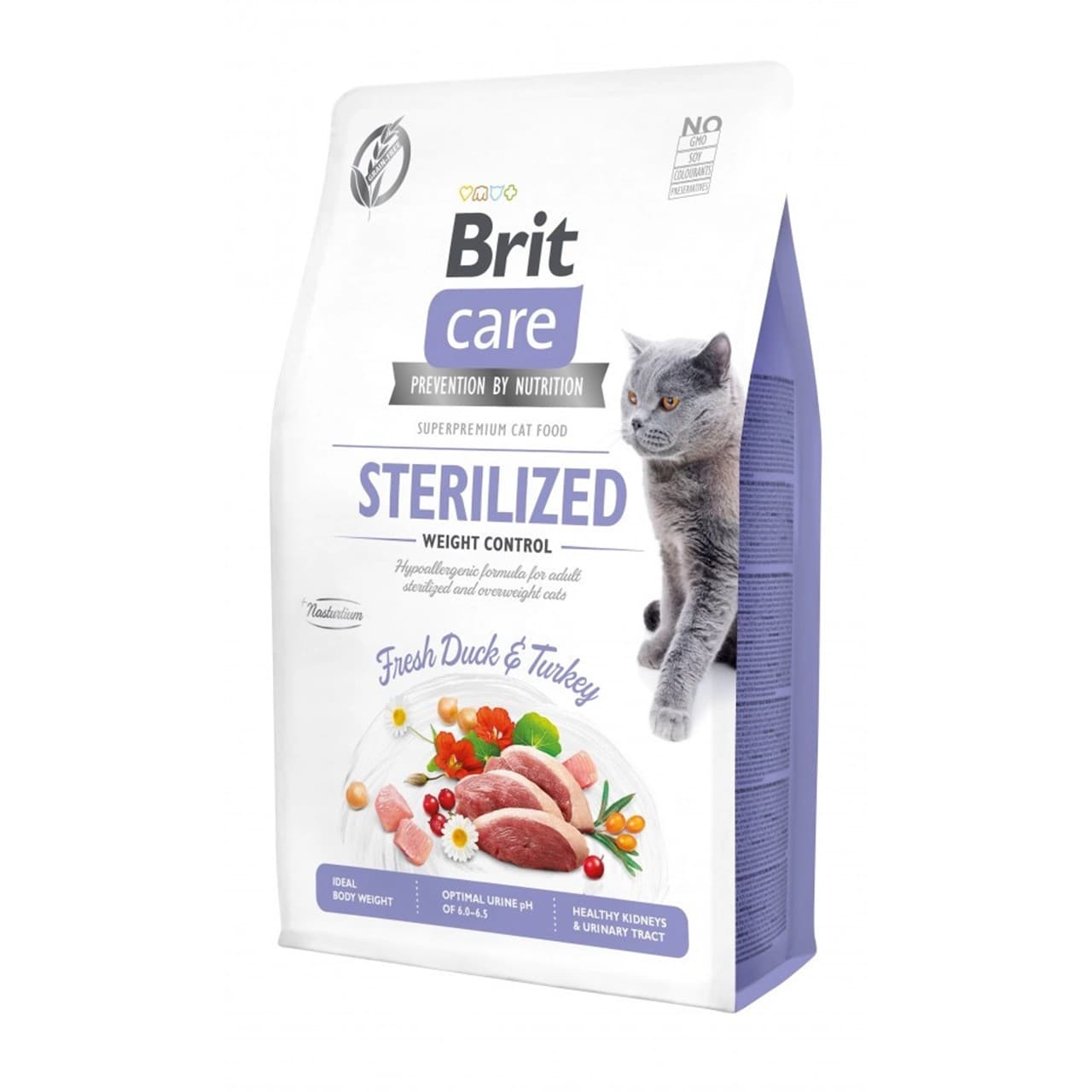 Сухий корм Brit Care Cat Grain Free Sterilized Weight Control для стерелізованих котів з качкою та індичкою 2 кг