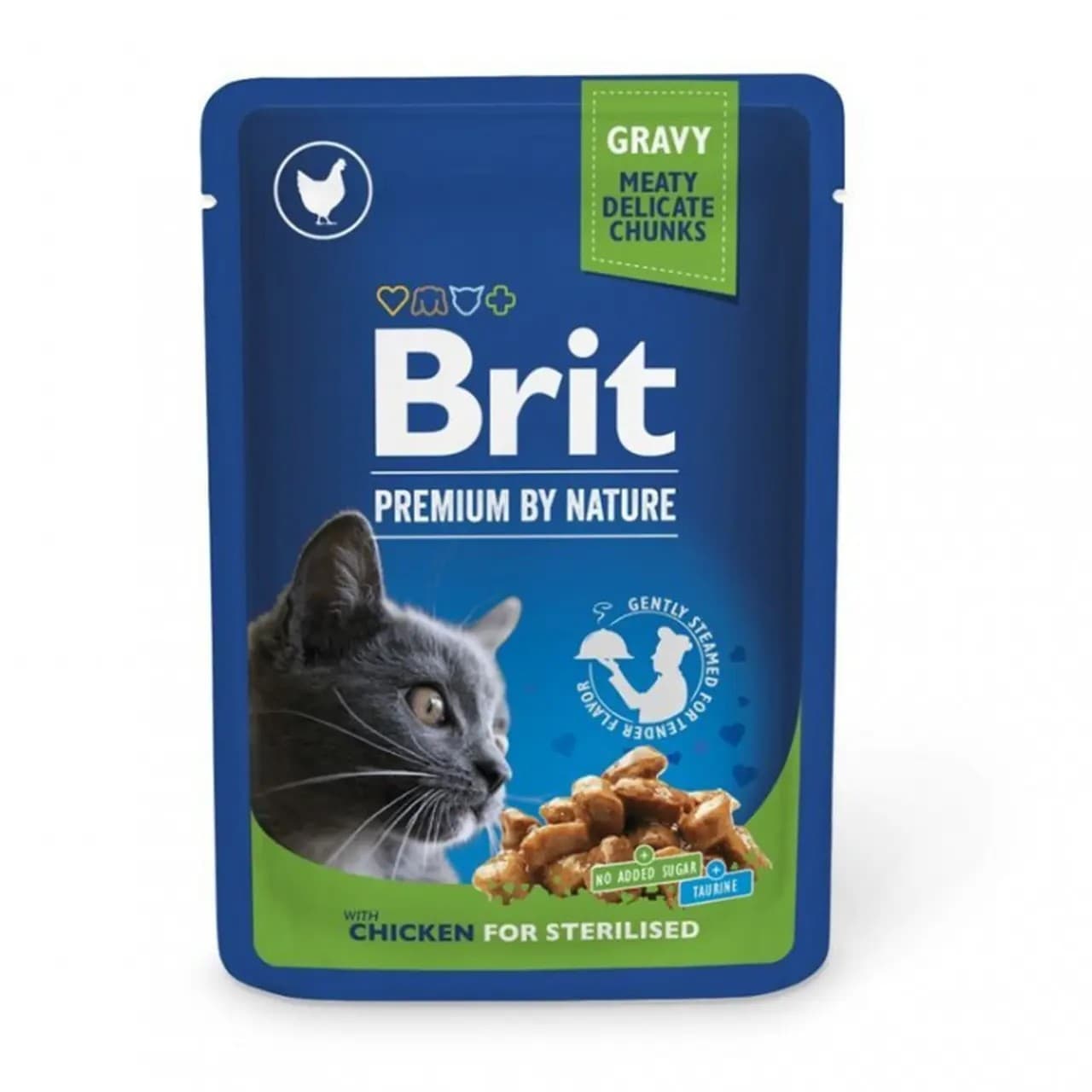 Вологий корм Brit Premium Cat Sterilised Chicken Slices pouch для стерилізованих котів з куркою 100 г