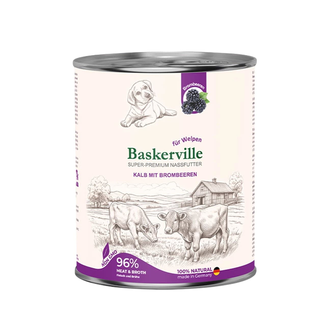 Вологий корм Baskerville для собак телятина та ожина 800 г