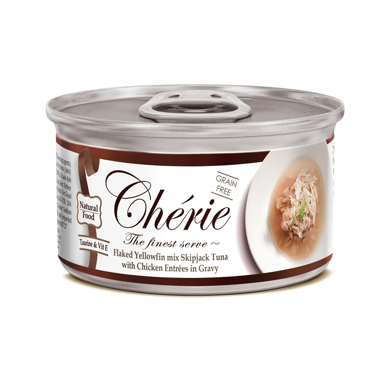 Вологий корм Cherie для котів зі шматочками тунця та курки в соусі 80 г Вологий корм Cherie для котів зі шматочками тунця та курки в соусі 80 г