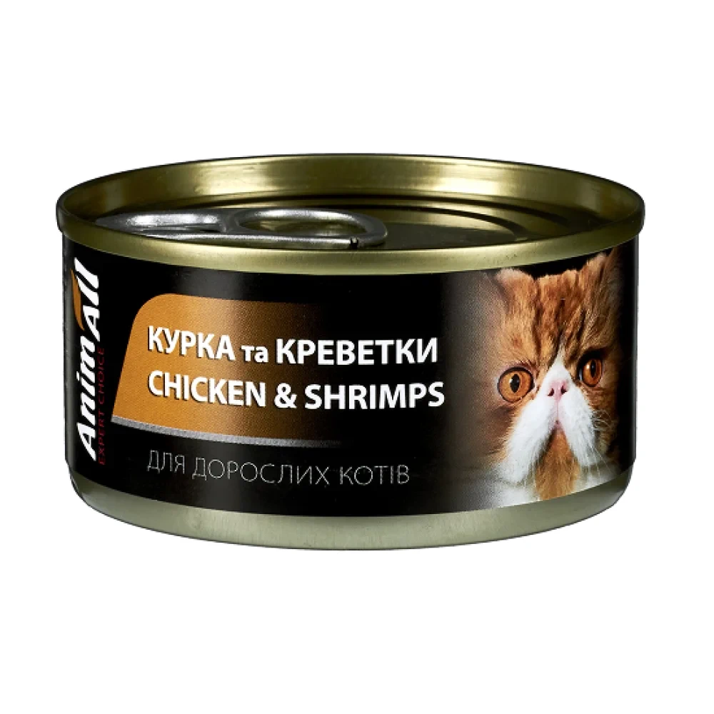 Вологий корм AnimAll для котів курка з креветками 85 г