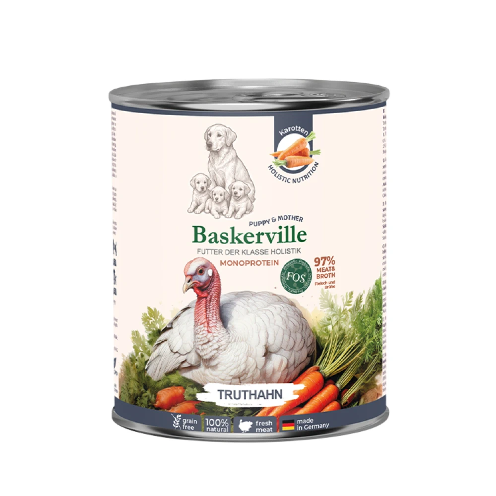 Консервований корм Baskerville Holistic Індичка для цуценят та вагітних собак 800 г