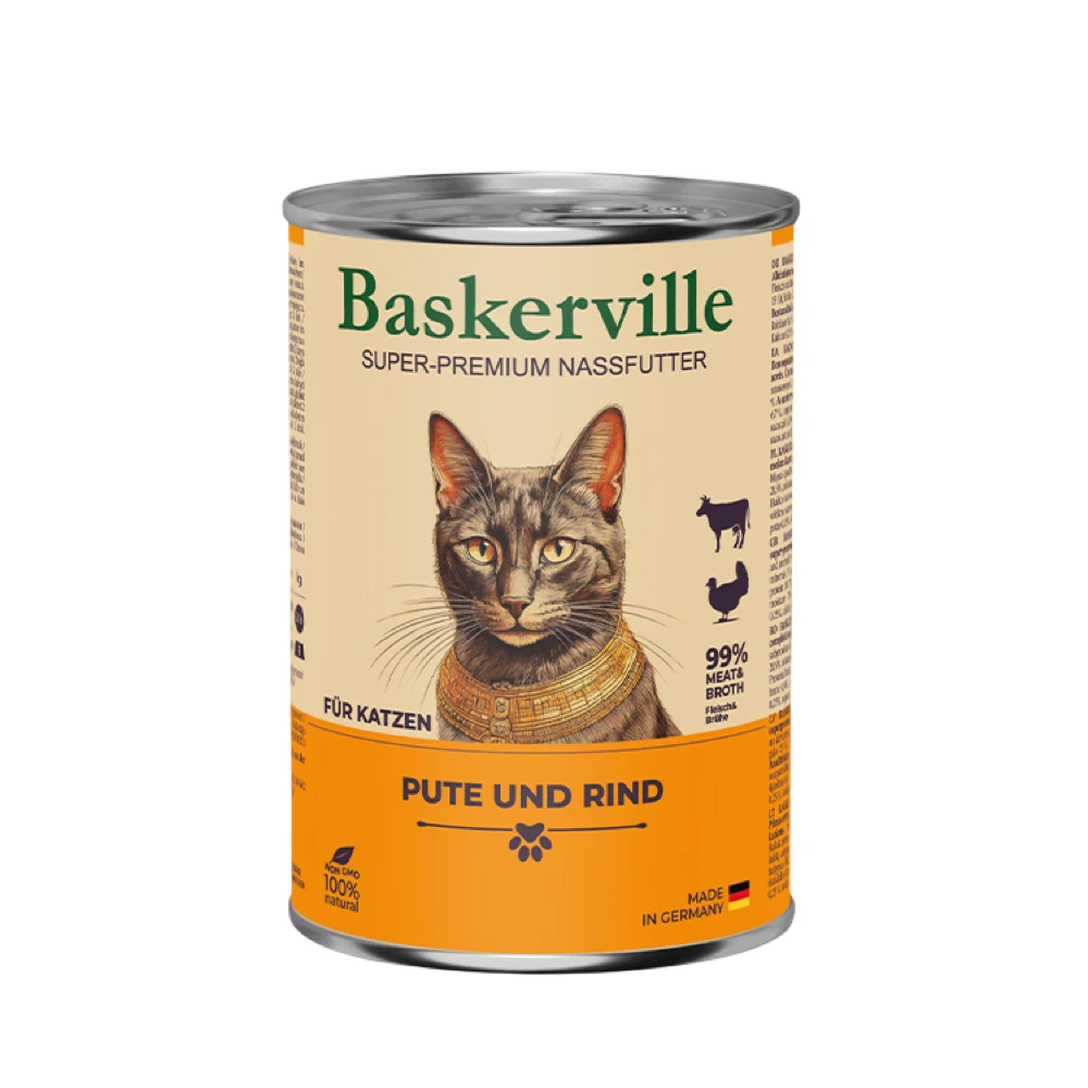 Консервований корм Baskerville для котів Індичка та яловичина 400 г