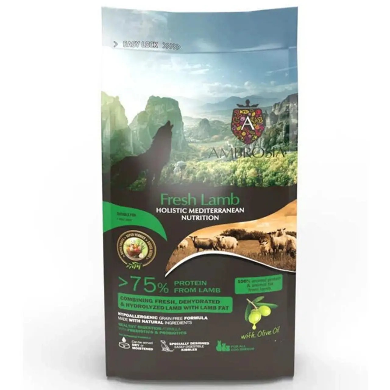 Сухий корм Ambrosia Mediterranean для дорослих собак усіх порід з ягням 1.5 кг Сухий корм Ambrosia Mediterranean для дорослих собак усіх порід з ягням 1.5 кг