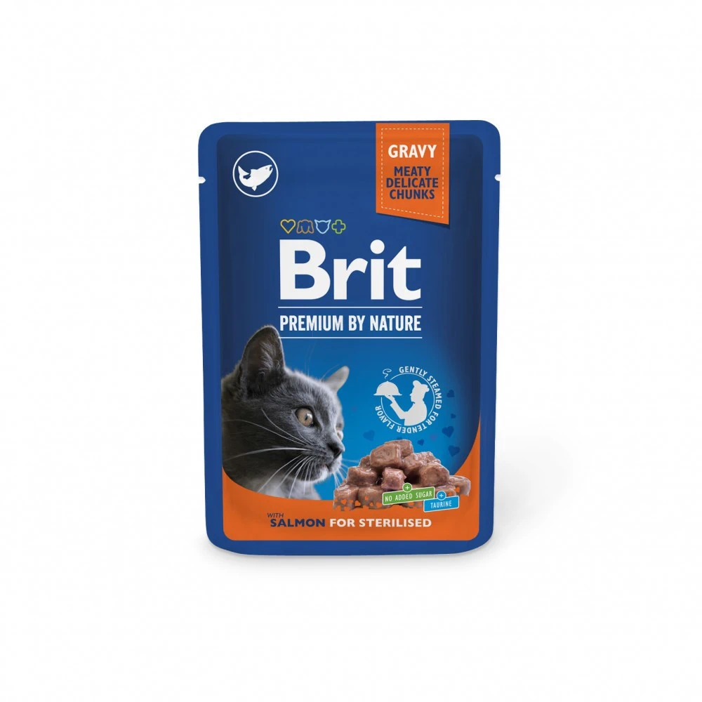 Корм вологий Brit Premium Salmon for Sterilised для стерилізованих котів лосось 100 г