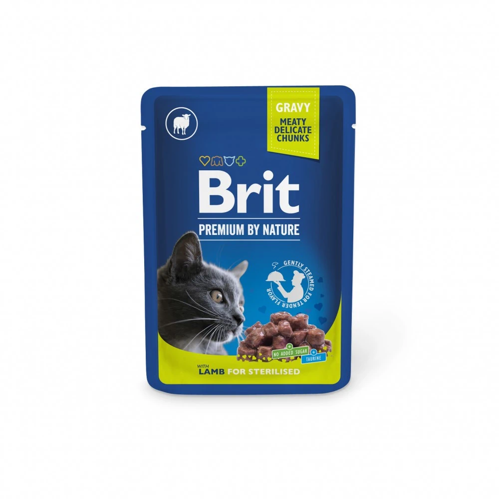 Корм вологий Brit Premium Lamb for Sterilised для стерилізованих котів ягня 100 г