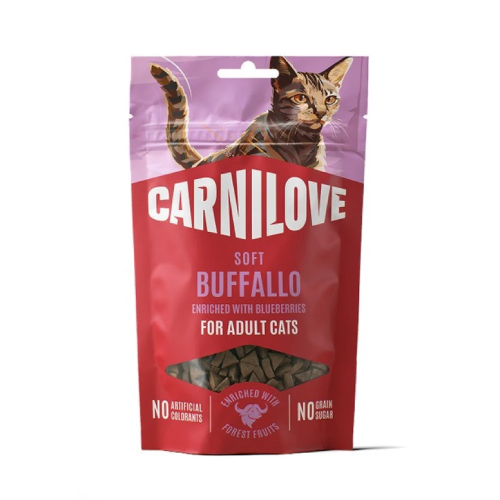 Ласощі Carnilove Soft Snack Buffallo with Blueberries для котів м'які буйвол і лохина 50 г