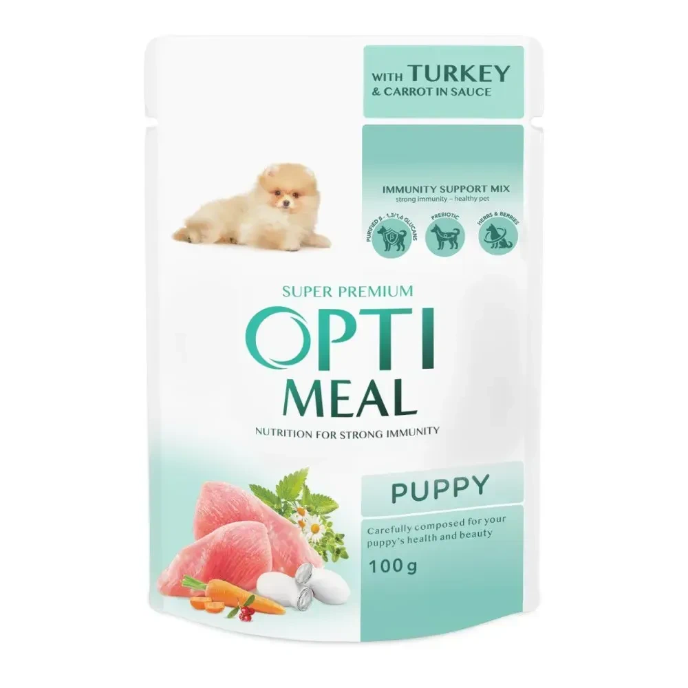 Вологий корм Optimeal Puppy для цуценят індичка та морква 100 г