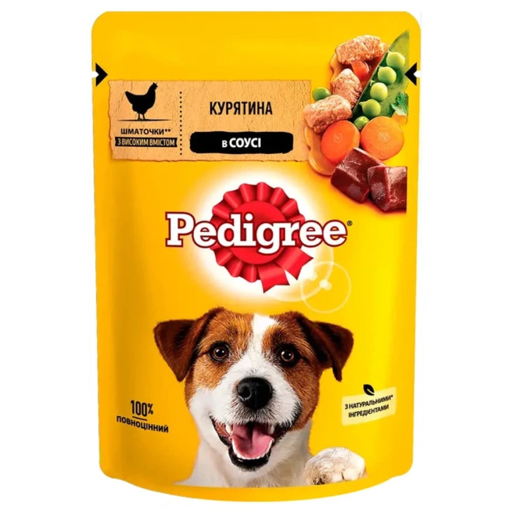 Вологий корм Pedigree для собак з куркою та овочами в соусі 100 г