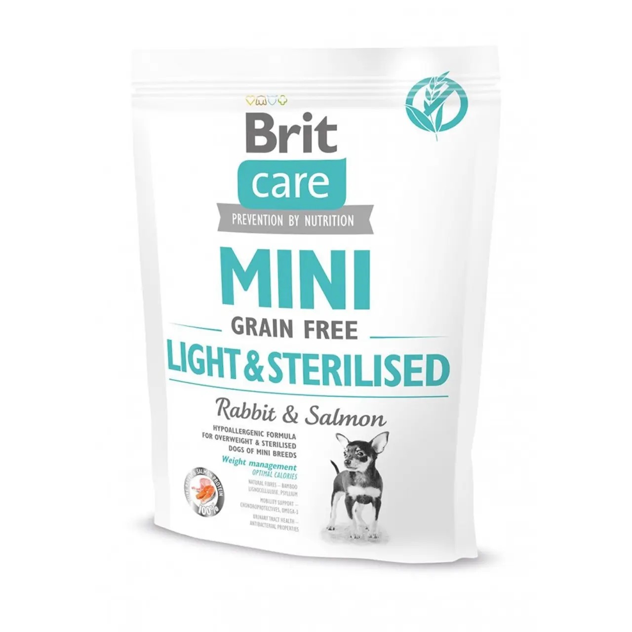Сухий корм Brit Care Grain Free Mini Light&Sterilised кролик і лосось 400 г Сухий корм Brit Care Grain Free Mini Light&Sterilised кролик і лосось 400 г