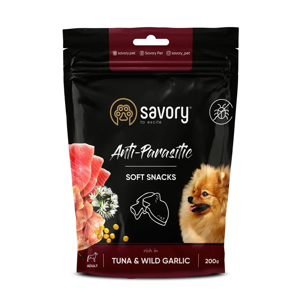 Ласощі для собак Savory Anti-Parasitic Soft Snacks тунець та дикий часник 200 г