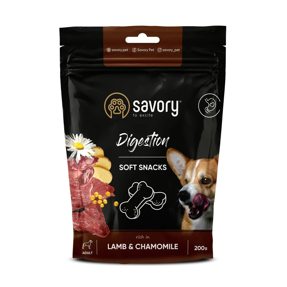 Ласощі для собак Savory Digestion Soft Snacks ягня та ромашка 200 г