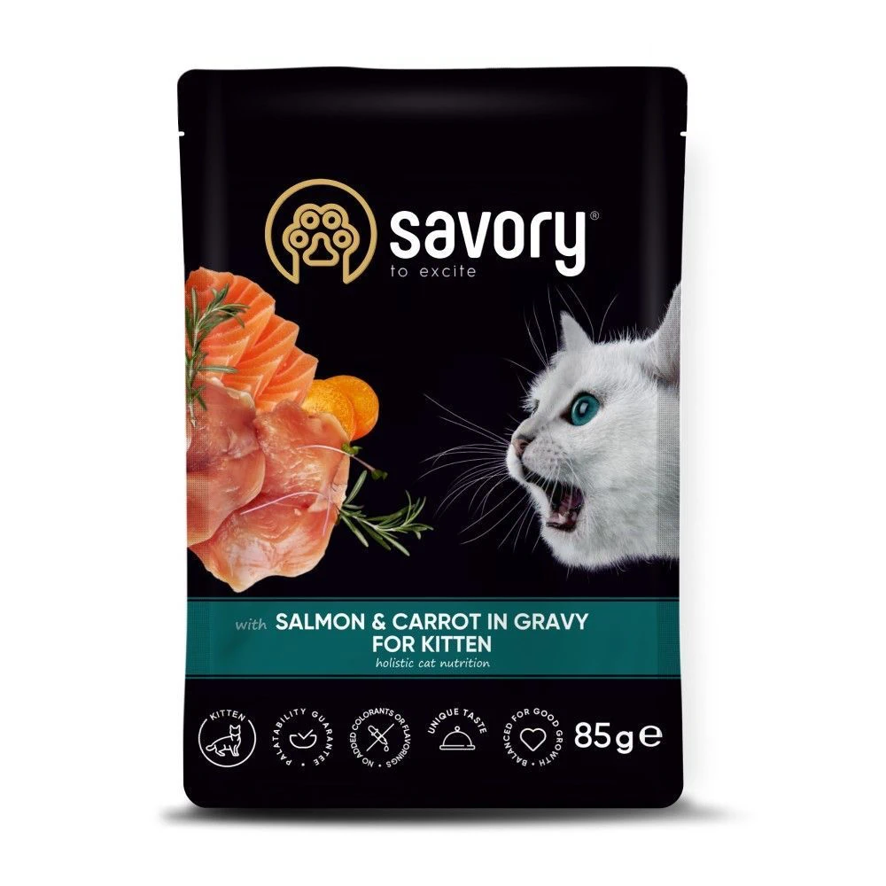 Вологий корм Savory Kitten для кошенят лосось та морква 85 г