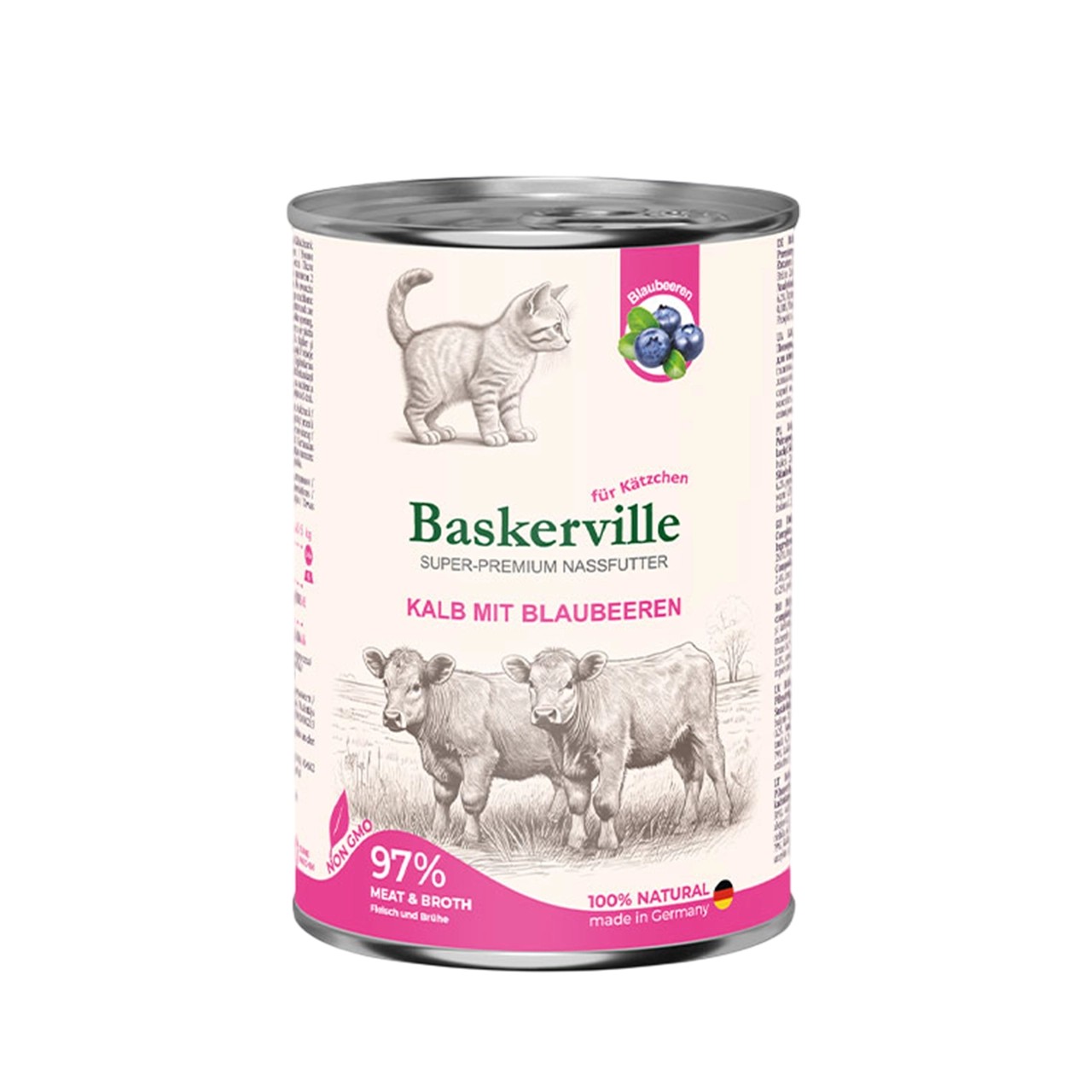 Вологий корм Baskerville для дорослих котів телятина з чорницею 400 г Вологий корм Baskerville для дорослих котів телятина з чорницею 400 г